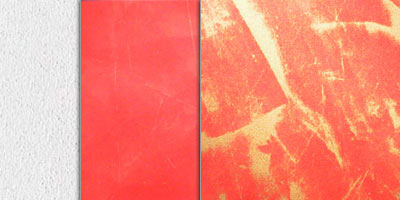metallic stucco veiled effect - gold on red